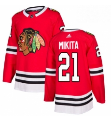 Mens Adidas Chicago Blackhawks 21 Stan Mikita Authentic Red Home NHL Jersey 