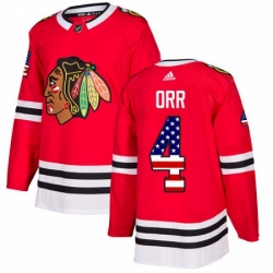 Mens Adidas Chicago Blackhawks 4 Bobby Orr Authentic Red USA Flag Fashion NHL Jersey 