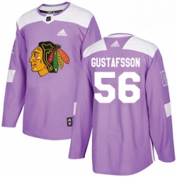 Mens Adidas Chicago Blackhawks 56 Erik Gustafsson Authentic Purple Fights Cancer Practice NHL Jersey 