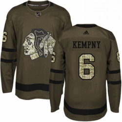 Mens Adidas Chicago Blackhawks 6 Michal Kempny Authentic Green Salute to Service NHL Jersey 