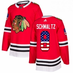 Mens Adidas Chicago Blackhawks 8 Nick Schmaltz Authentic Red USA Flag Fashion NHL Jersey 