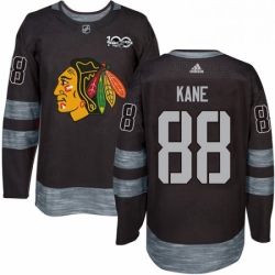 Mens Adidas Chicago Blackhawks 88 Patrick Kane Authentic Black 1917 2017 100th Anniversary NHL Jersey 