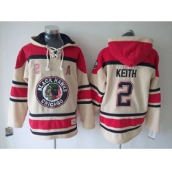 nhl jerseys chicago blackhawks 2 keith cream-red[pullover hooded sweatshirt][patch A]