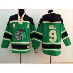 nhl jerseys chicago blackhawks #9 hull green[pullover hooded sweatshirt][patch A]