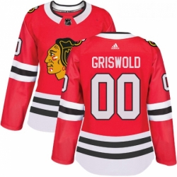 Womens Adidas Chicago Blackhawks 00 Clark Griswold Authentic Red Home NHL Jersey 