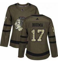 Womens Adidas Chicago Blackhawks 17 Lance Bouma Authentic Green Salute to Service NHL Jersey 