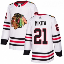 Womens Adidas Chicago Blackhawks 21 Stan Mikita Authentic White Away NHL Jersey 