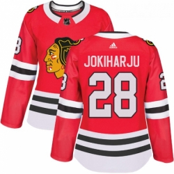 Womens Adidas Chicago Blackhawks 28 Henri Jokiharju Authentic Red Home NHL Jersey 