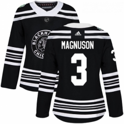 Womens Adidas Chicago Blackhawks 3 Keith Magnuson Authentic Black 2019 Winter Classic NHL Jersey 