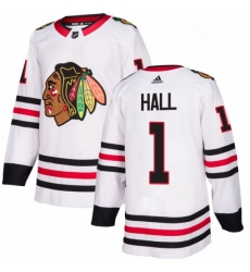 Youth Adidas Chicago Blackhawks 1 Glenn Hall Authentic White Away NHL Jersey 