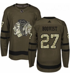 Youth Adidas Chicago Blackhawks 27 Adam Boqvist Authentic Green Salute to Service NHL Jersey 