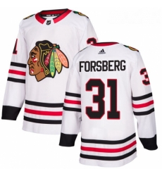 Youth Adidas Chicago Blackhawks 31 Anton Forsberg Authentic White Away NHL Jersey 