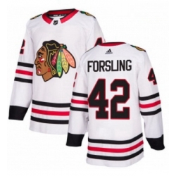 Youth Adidas Chicago Blackhawks 42 Gustav Forsling Authentic White Away NHL Jersey 