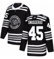 Youth Adidas Chicago Blackhawks 45 Luc Snuggerud Authentic Black 2019 Winter Classic NHL Jersey 