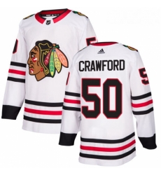 Youth Adidas Chicago Blackhawks 50 Corey Crawford Authentic White Away NHL Jersey 