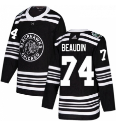 Youth Adidas Chicago Blackhawks 74 Nicolas Beaudin Authentic Black 2019 Winter Classic NHL Jerse