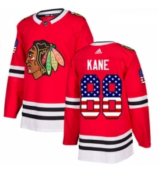 Youth Adidas Chicago Blackhawks 88 Patrick Kane Authentic Red USA Flag Fashion NHL Jersey 