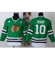 youth nhl jerseys chicago blackhawks #10 sharp green[2015 Stanley cup champions][patch A]