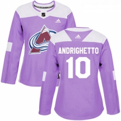 Womens Adidas Colorado Avalanche 10 Sven Andrighetto Authentic Purple Fights Cancer Practice NHL Jersey 