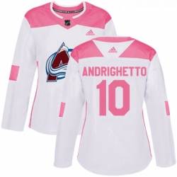 Womens Adidas Colorado Avalanche 10 Sven Andrighetto Authentic WhitePink Fashion NHL Jersey 