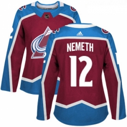 Womens Adidas Colorado Avalanche 12 Patrik Nemeth Authentic Burgundy Red Home NHL Jersey 