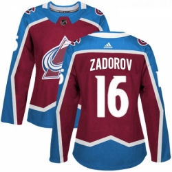 Womens Adidas Colorado Avalanche 16 Nikita Zadorov Authentic Burgundy Red Home NHL Jersey 