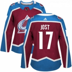 Womens Adidas Colorado Avalanche 17 Tyson Jost Premier Burgundy Red Home NHL Jersey 