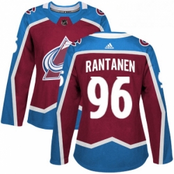 Womens Adidas Colorado Avalanche 96 Mikko Rantanen Authentic Burgundy Red Home NHL Jersey 