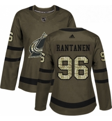 Womens Adidas Colorado Avalanche 96 Mikko Rantanen Authentic Green Salute to Service NHL Jersey 