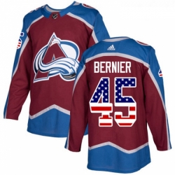 Youth Adidas Colorado Avalanche 45 Jonathan Bernier Authentic Burgundy Red USA Flag Fashion NHL Jersey 