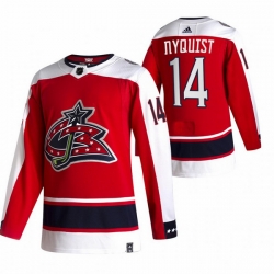 Men Columbus Blue Jackets 14 Gustav Nyquist Red Adidas 2020 21 Reverse Retro Alternate NHL Jersey