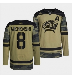 Men Columbus Blue Jackets 8 Zach Werenski 2022 Camo Military Appreciation Night Stitched jersey