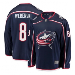 Men Columbus Blue Jackets 8 Zach Werenski Navy Stitched Hockey Jersey