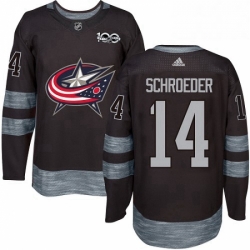 Mens Adidas Columbus Blue Jackets 14 Jordan Schroeder Authentic Black 1917 2017 100th Anniversary NHL Jersey 