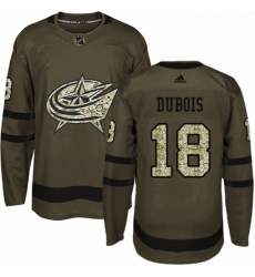 Mens Adidas Columbus Blue Jackets 18 Pierre Luc Dubois Authentic Green Salute to Service NHL Jersey 