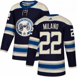 Mens Adidas Columbus Blue Jackets 22 Sonny Milano Authentic Navy Blue Alternate NHL Jersey 