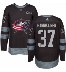 Mens Adidas Columbus Blue Jackets 37 Markus Hannikainen Authentic Black 1917 2017 100th Anniversary NHL Jersey 