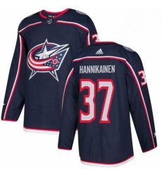 Mens Adidas Columbus Blue Jackets 37 Markus Hannikainen Authentic Navy Blue Home NHL Jersey 