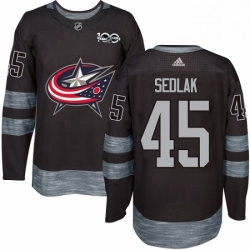 Mens Adidas Columbus Blue Jackets 45 Lukas Sedlak Authentic Black 1917 2017 100th Anniversary NHL Jersey 