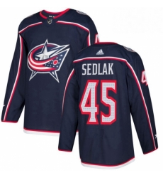 Mens Adidas Columbus Blue Jackets 45 Lukas Sedlak Authentic Navy Blue Home NHL Jersey 