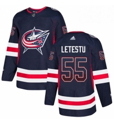 Mens Adidas Columbus Blue Jackets 55 Mark Letestu Authentic Navy Blue Drift Fashion NHL Jersey 