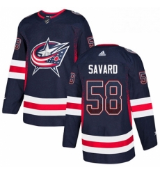 Mens Adidas Columbus Blue Jackets 58 David Savard Authentic Navy Blue Drift Fashion NHL Jersey 