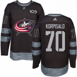 Mens Adidas Columbus Blue Jackets 70 Joonas Korpisalo Authentic Black 1917 2017 100th Anniversary NHL Jersey 