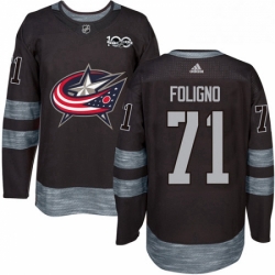 Mens Adidas Columbus Blue Jackets 71 Nick Foligno Authentic Black 1917 2017 100th Anniversary NHL Jersey 