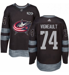 Mens Adidas Columbus Blue Jackets 74 Sam Vigneault Premier Black 1917 2017 100th Anniversary NHL Jersey 