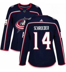 Womens Adidas Columbus Blue Jackets 14 Jordan Schroeder Authentic Navy Blue Home NHL Jersey 