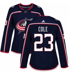 Womens Adidas Columbus Blue Jackets 23 Ian Cole Authentic Navy Blue Home NHL Jersey 