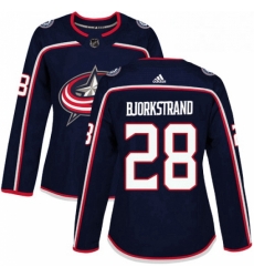 Womens Adidas Columbus Blue Jackets 28 Oliver Bjorkstrand Authentic Navy Blue Home NHL Jersey 