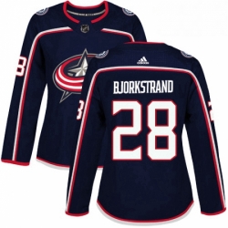 Womens Adidas Columbus Blue Jackets 28 Oliver Bjorkstrand Premier Navy Blue Home NHL Jersey 