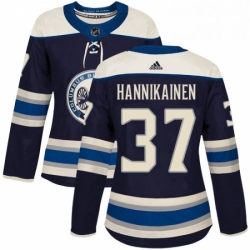 Womens Adidas Columbus Blue Jackets 37 Markus Hannikainen Authentic Navy Blue Alternate NHL Jersey 